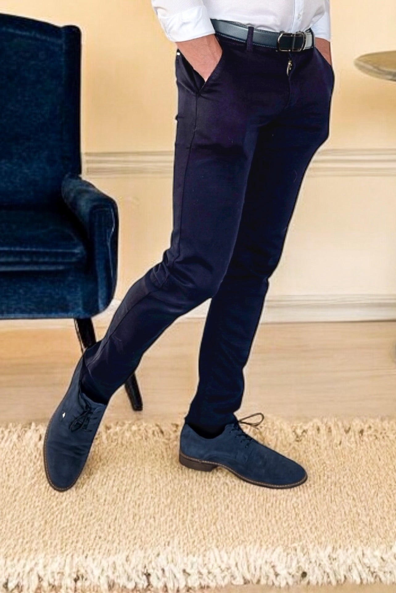 Pantalon Chino Slim – Bleu Marine - miniature 4