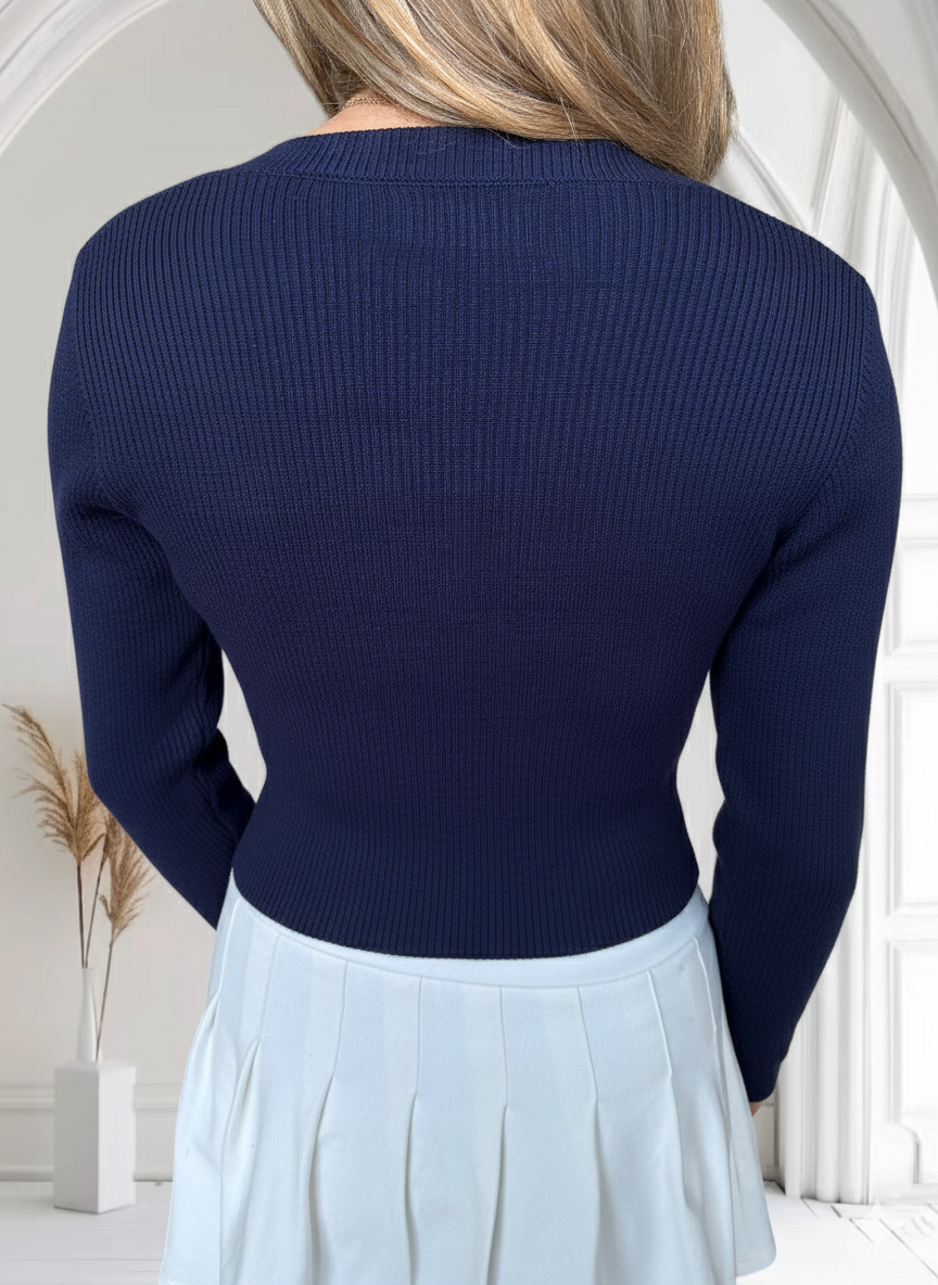 Pull Bleu manche longue et crops top - miniature 2