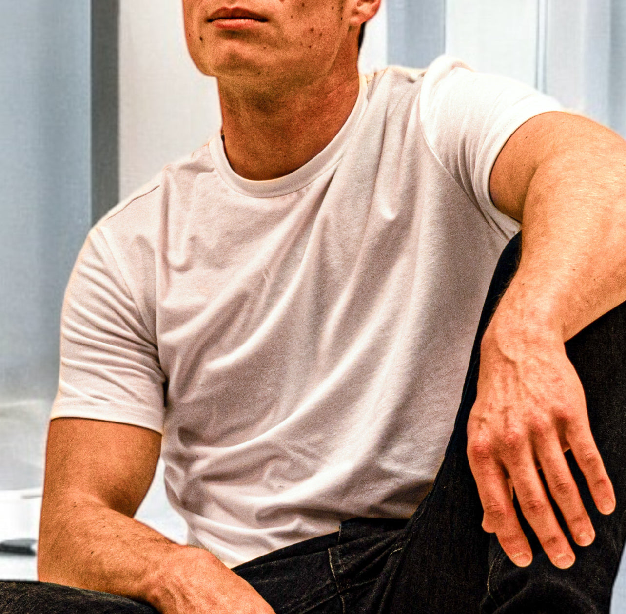 T-shirt Col Rond Ajusté – Blanc Neige - miniature 2