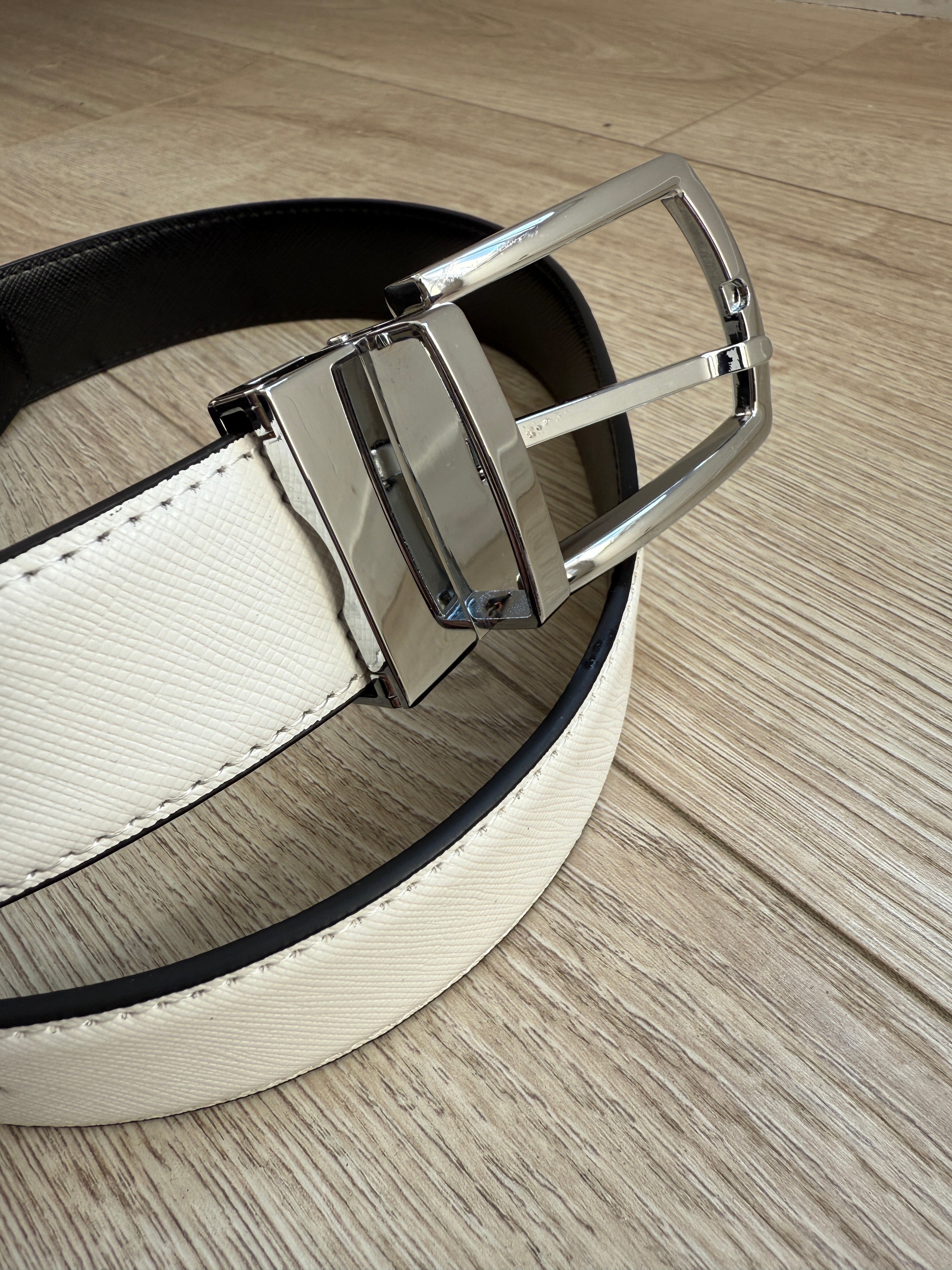 Ceinture Réversible Saffiano Homme – Blanc et Noir - miniature 2