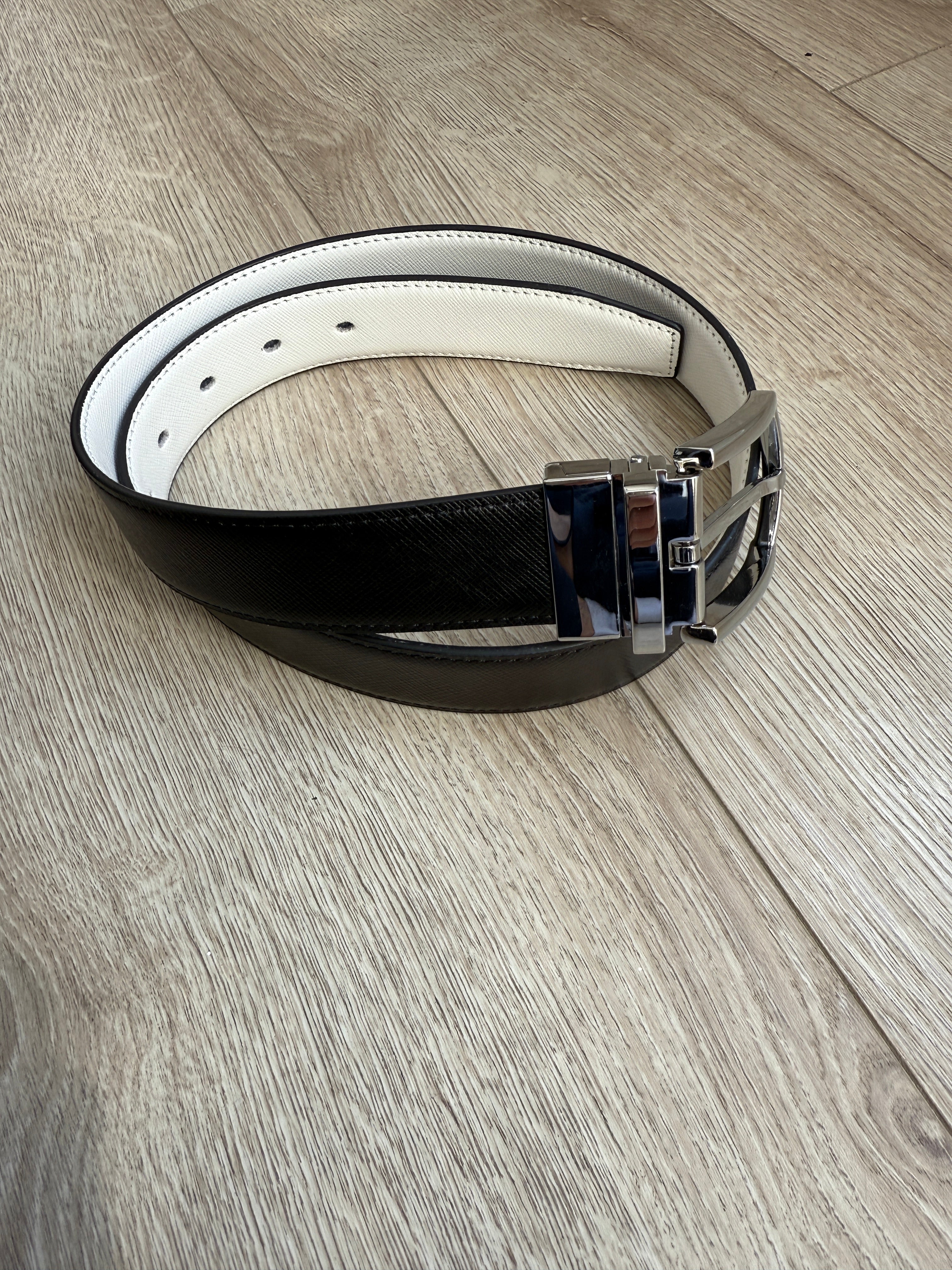 Ceinture Réversible Saffiano Homme – Blanc et Noir - miniature 4