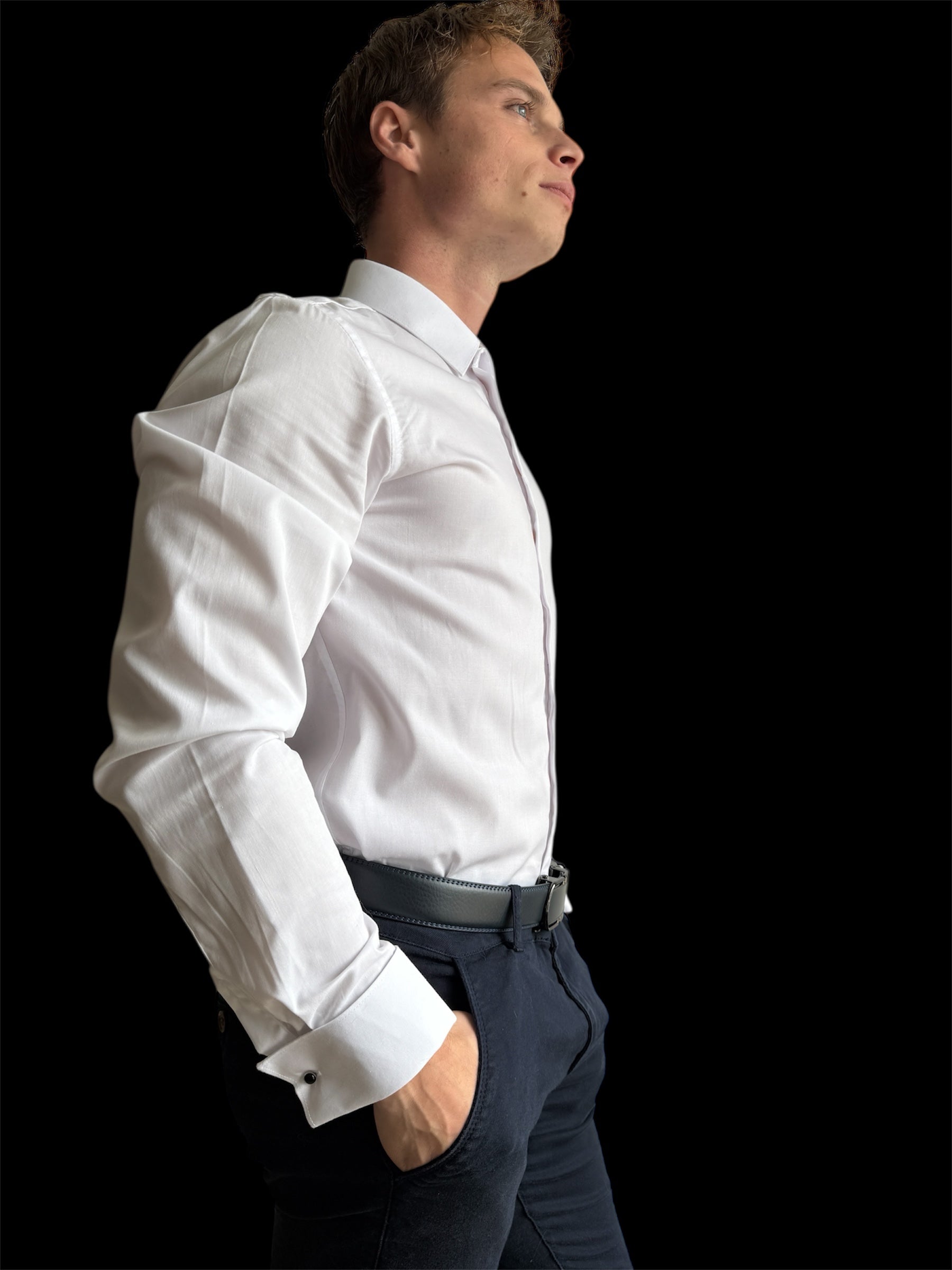 Chemise Blanche Cache Boutons 65/35 - miniature 4