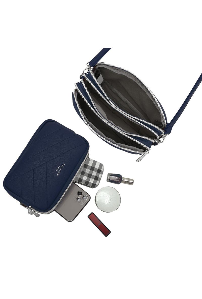 Pochette Bandoulière Bleu Foncé - miniature 4