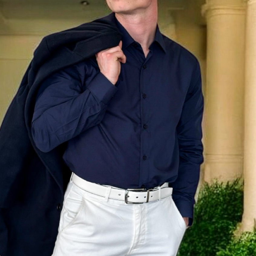 Chemise Slim Fit en Popeline – Bleu Marine