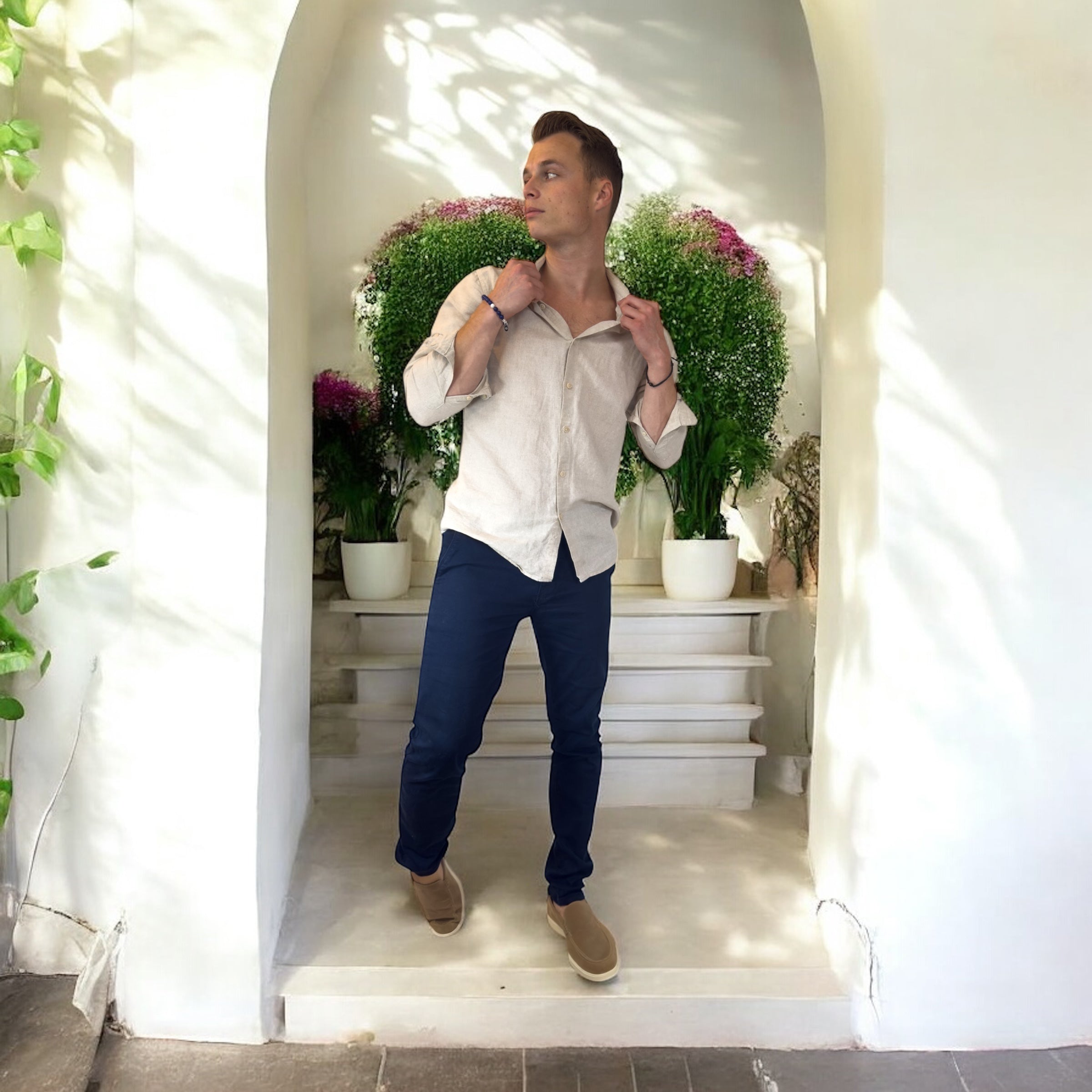 chemise lin beige - miniature 12