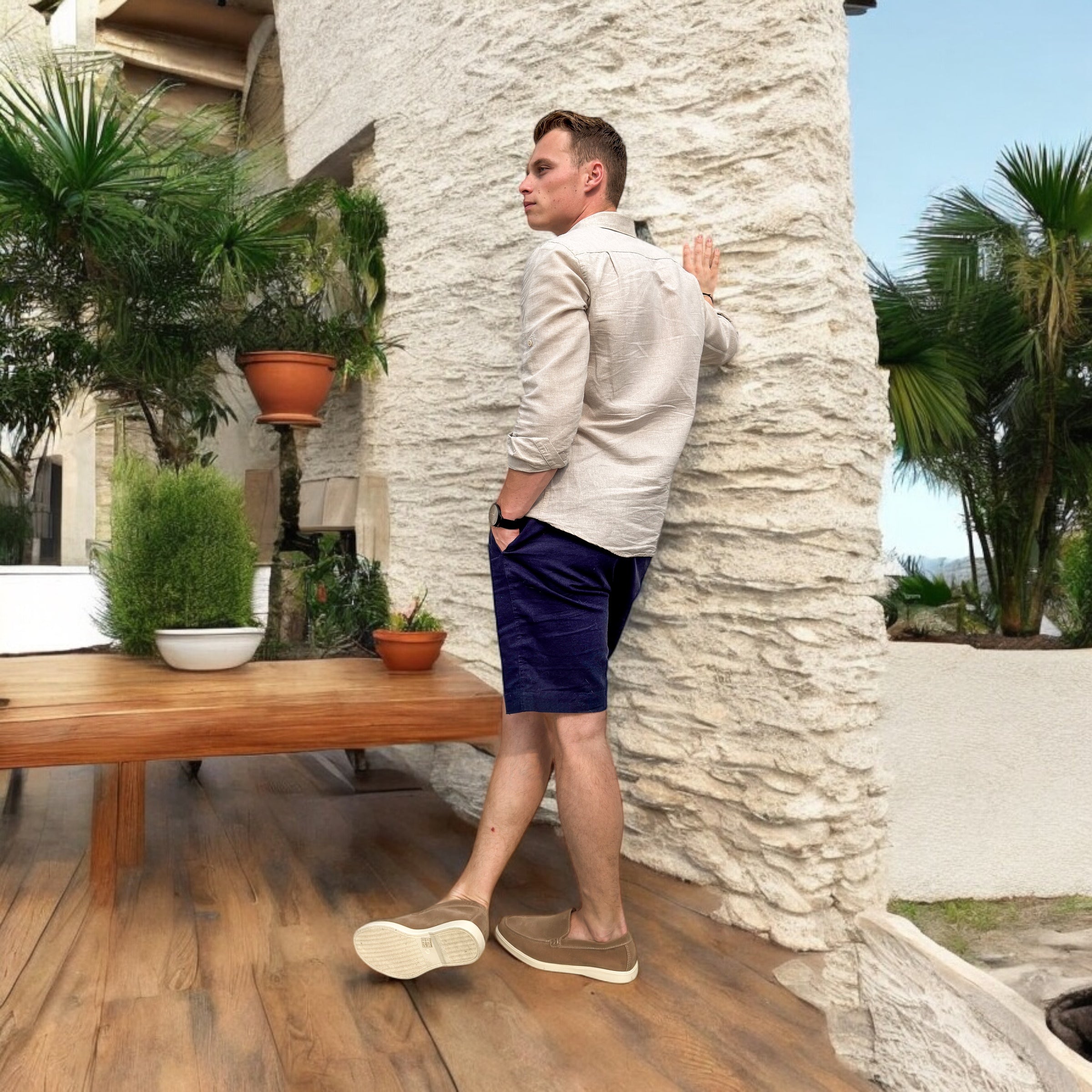 chemise lin beige - miniature 7