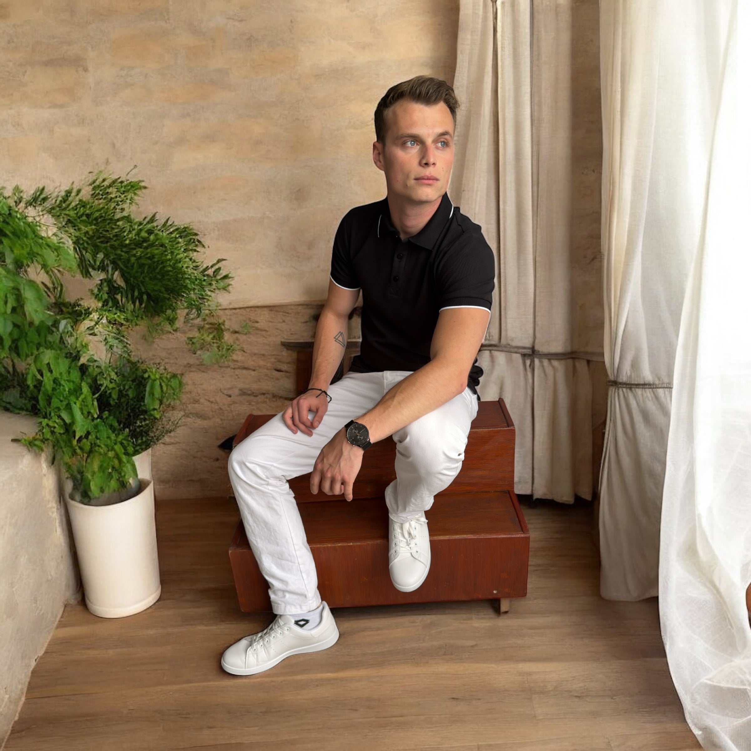 polo noir et bordeaux - miniature 4